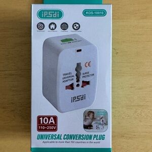 PSD White Universal Travel Conversion Plug Adapter - 10A 110-250V